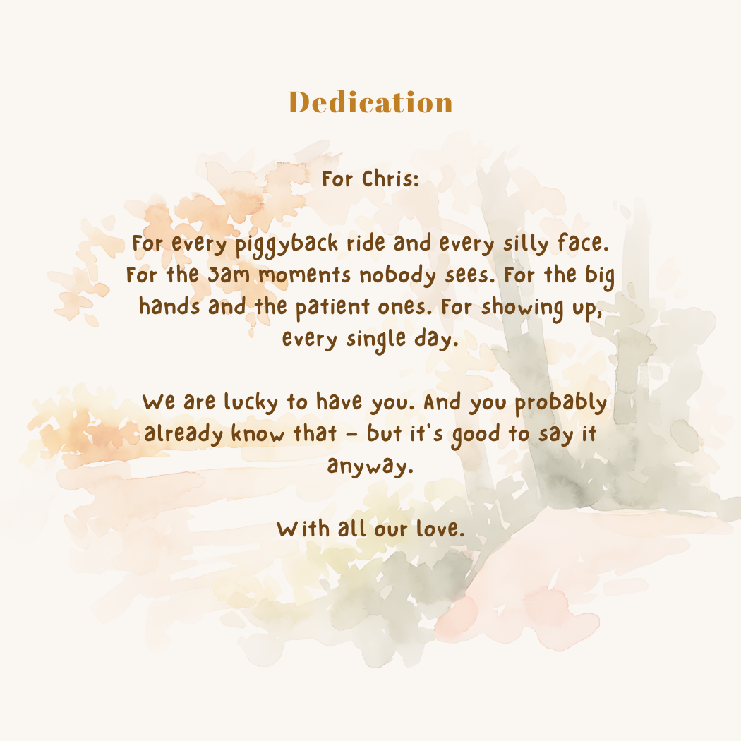 Personalized dedication message with floral design on a white background