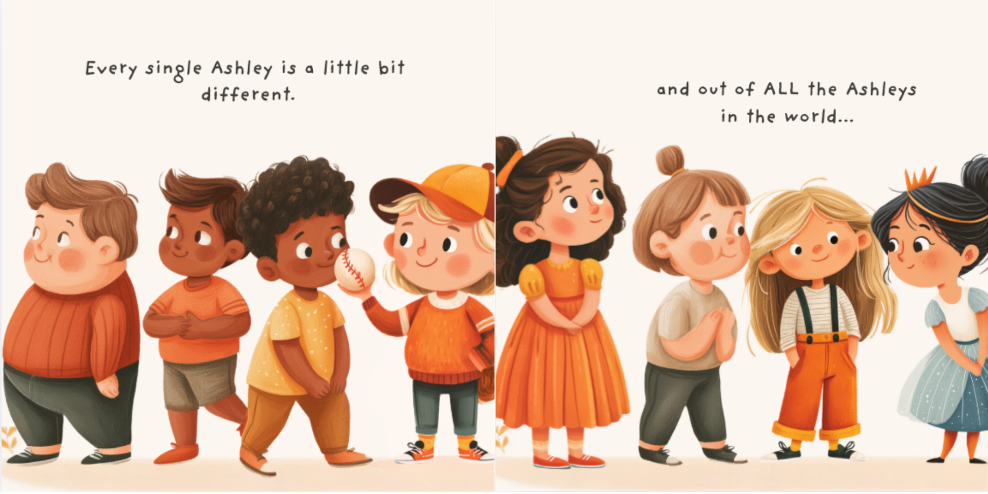 Illustration of a row of children with text about being different.